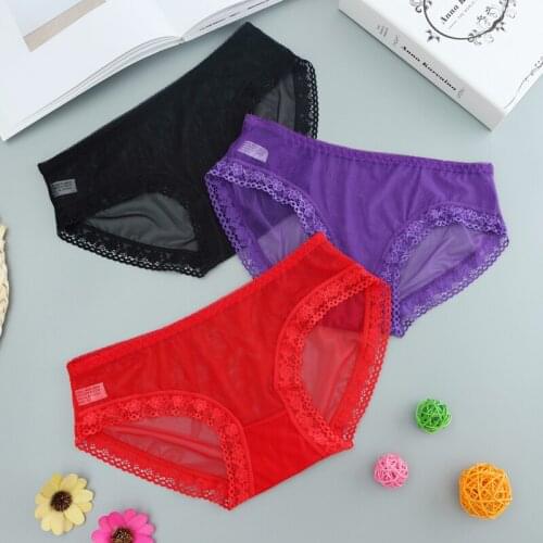 3pcs Lot Underwear Women Sexy Panties Transparent Thongs And G String Pink Female Seamless Lace Lingerie Tangas Calcinha