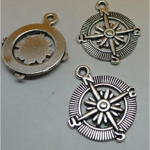 A2309 50pcs/lots Tibet Silver Compass Charms Pendant 29x25mm