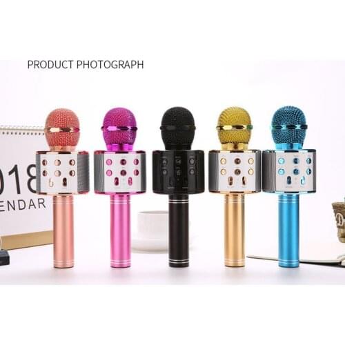 Wireless Karaoke Microphone Bluetooth Handheld Portable Speaker Home KTV Player with Dancing LED Lights Record Function for Kids