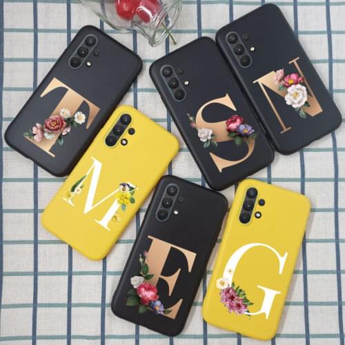 For Samsung Galaxy A32 Case 4G 5G Back Cover Silicone TPU Black Yellow For Samsung GalaxyA32 A 32 Phone Case Alphabet Letter