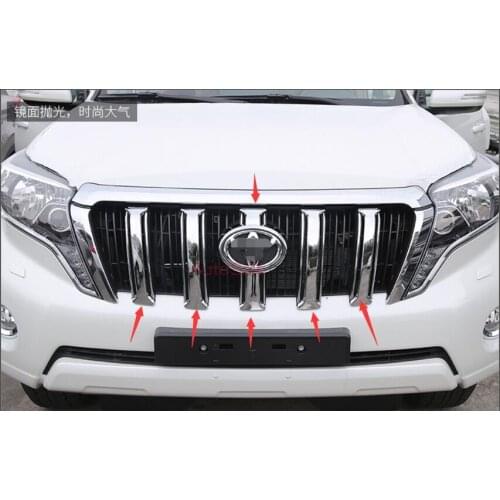 For Toyota Prado Fj150 2014 2015 ABS Chrome plastic Front Hood Grille Around Cover Trim 6pcs
