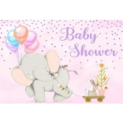Elephant Baby Shower Backdrop Party Photography Background Holiday Celebration Photo Booth Studio Decor