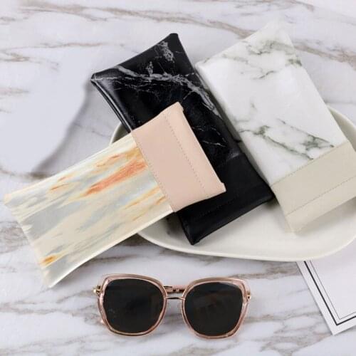 Marble Pattern Glasses Box Spectacle Optical Glasses Holder Waterproof PU Leather Sunglasses Eyewear Protector Cosmetic Bag