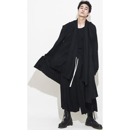 And Autumn Winter Men Casual Loose Pants Skirts Plus Size Wide Leg Pants Personality Ankle-length Pants Singer Costumes