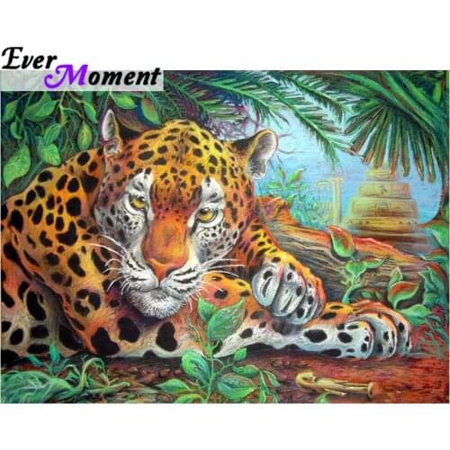 Ever Moment Diamond Painting Leopard Full Square Drill Mosaic Cross Stitch Picture Of Rhinestone Diamond Embroidery ASF1451