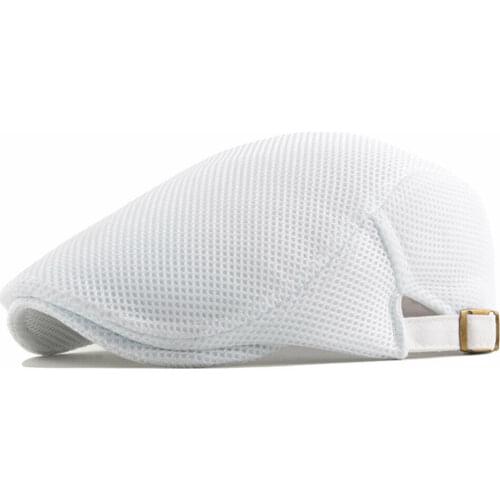 Summer Men Newsboy Ivy Cap Hat Mesh Cabbie Golf Driving Sun Flat Beret Black Gray White Khaki Coffee