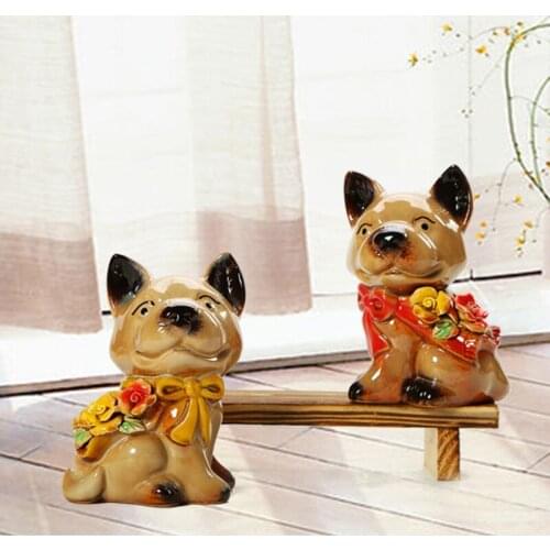 Ceramic Animals Lucky Dog Decoration 12 Zodiac Cartoon Lunar New Year Ornaments Souvenirs Birthday Gifts Living Room Home Decor