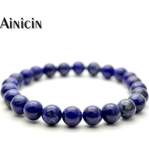 Natural Semi-precious Stone Classic Beaded Bracelets Red Blue Pink Gray 8mm Beads Fashion Men and Women Jewelry 5pcs/lot