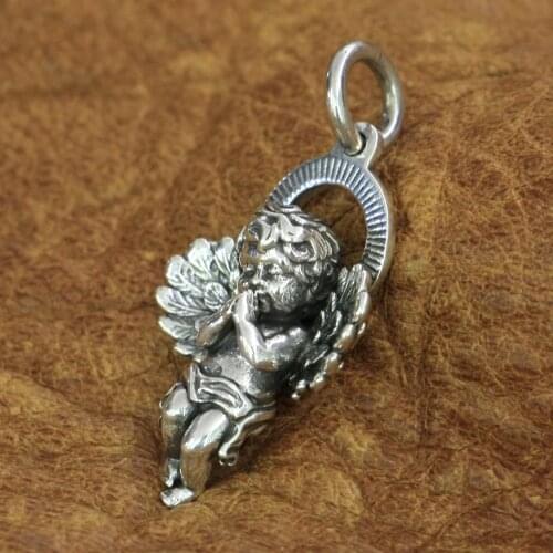 Cupid Pendant 925 Sterling Silver Charms Little Angel God of Love Pendant TA187 JP