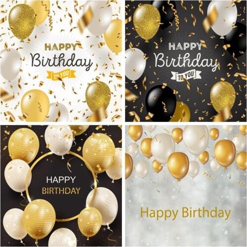 Laeacco Balloon Happy Birthday To You Party Ribbon Baby Customized Banner Photography Background For Photo Studio Photo Backdrop