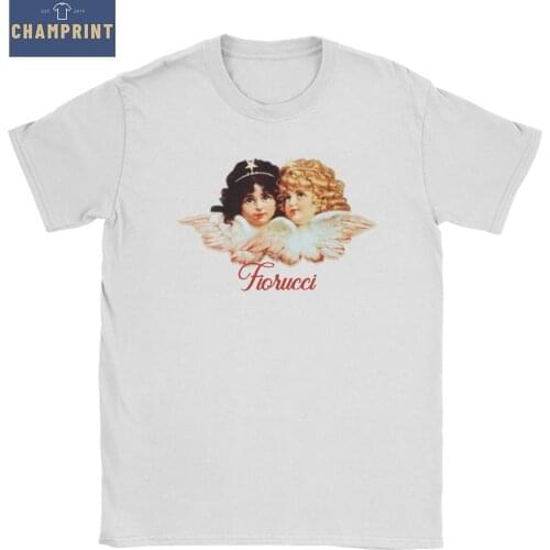 Fashion Vintage Fiorucci Cherubs T-Shirt Men Crewneck Cotton T Shirt Angel Kawaii Short Sleeve Tees 4XL 5XL Clothes