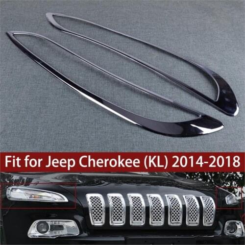 DWCX ABS Chrome Car Front Headlight Lamp Light Cover Trim Fit For Jeep Cherokee 2014 2015 2016 2017 2018