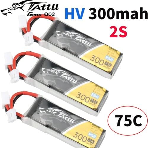 New Tattu 300mAh 7.6V 75C 2S1P 2S Lipo Battery Pack with JST-PHR JST PHR Plug Connector
