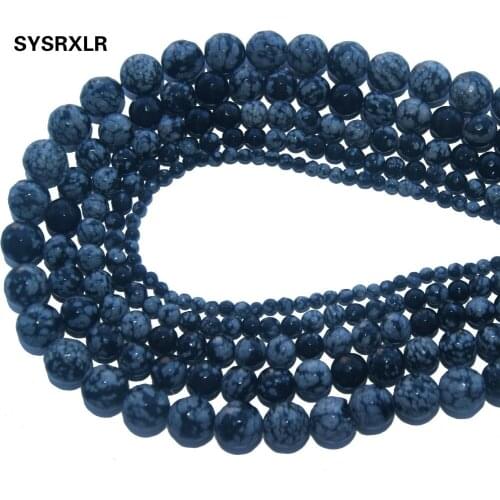 Wholesale Faceted Natural Stone Snowflake Obsidian Beads For Jewelry Making DIY Bracelet Necklace 4/6/8/10/12 MM Strand 15
