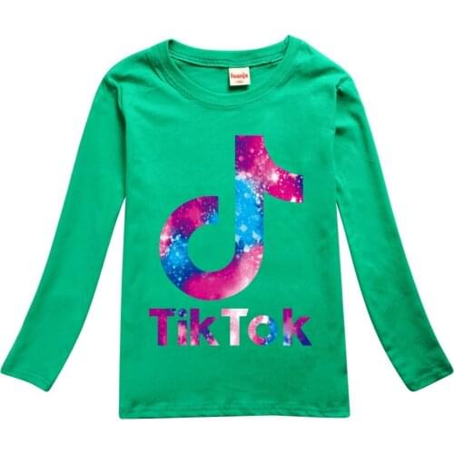 Autumn Fashion Cotton Long Sleeves Kids Clothing Girls Clothes Cartoon Tik Tok Print Baby Boys School Active T Shirt Tops