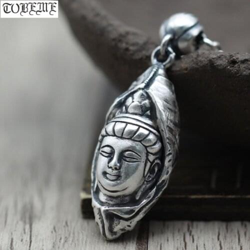 100% 990 Silver Tibetan Buddha Pendant Necklace Buddhist Buddha Statue Amulet Necklace Pure Silver Good Luck Pendant Necklace