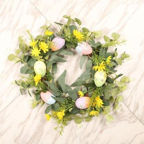Easter Door Wreath, Spring Flower Wreath Decoration with eucalyptus Artificial