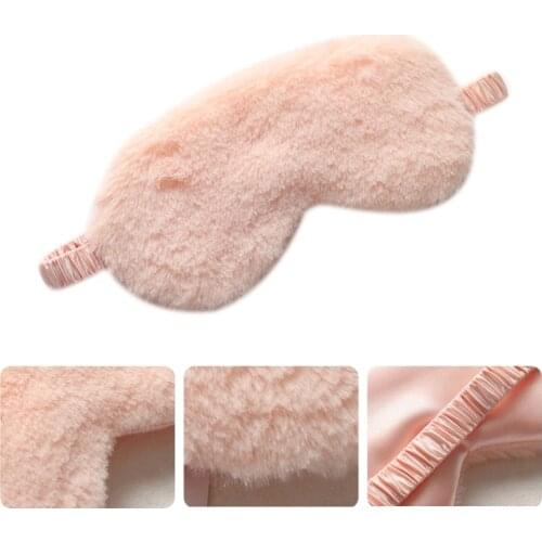 Fluffy Plush Nap Eye Mask Simple Solid Color Eyeshade Cover Satin Back Cute Anti-Fatigue Travel Home Sleeping Blindfold