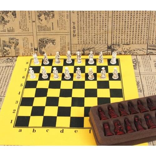 PVC Antique Chess Pieces Chessboard Qing Pawn Chessman Figurines Lifelike Chess Pieces Characters Child Gifts Chess Board Game