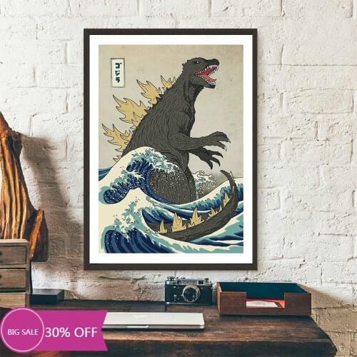 Christmas Decoration Canvas Painting Anime Posters The Big Beast of Kanagawa Prefecture Wall Art Decoracion Para El Hogar