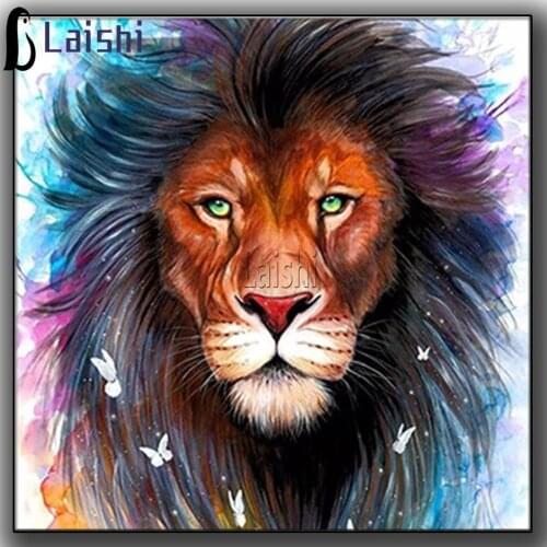Lion Butterfly Display Square Round Doodle animals Diamond Painting Diamond Embroidery Rhinestone Picture Cross Stitch Diamond