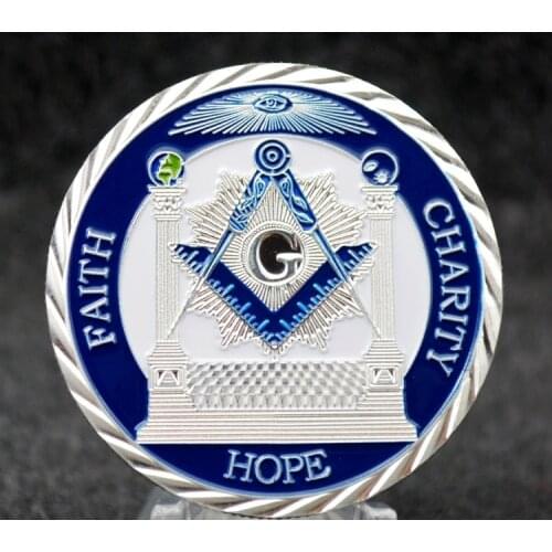 FAITH, CHARITY & HOPE silver plated Masonic medals coins, Freemasonry coins collectibles Proud Freemason coins free shipping