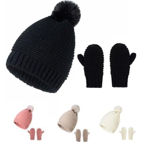 Baby Children Winter Hat and Gloves Set 2pcs for 0-3years Boy Girl New Autumn Winter Knitted Woolen Cap for Outdoor Warmth