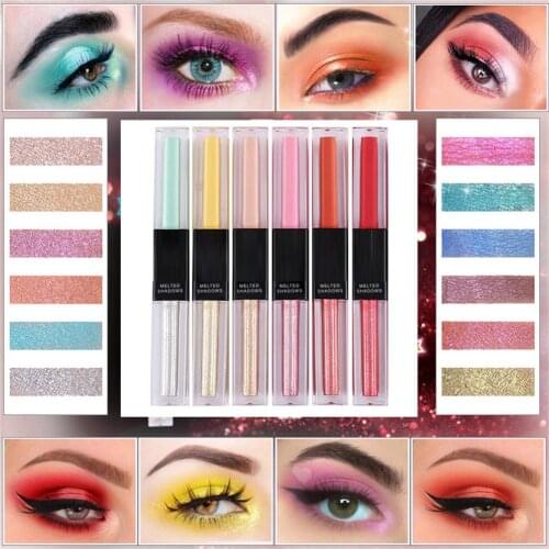 2 In 1 Double-Headed Glitter Matte Liquid Eye Shadow Shiny Long Lasting Eyeshadow Multicolor Duochrome Eye Makeup Cosmetic