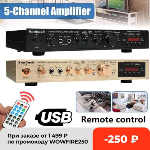 Bluetooth Power Amplifier LCD Display Audio HiFi 800W 220V-240V 50Hz 5CH Home Theatre FM Radio Support SD/USB 2 Mircophone