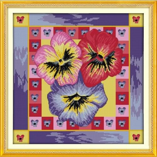 Everlasting Love Pansy Chinese Cross Stitch Kits Ecological Cotton Clear Stamped Printed 14CT 11CT DIY Gift Christmas Decoration