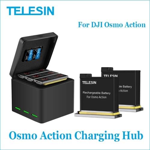 Telesin Osmo Action charging hub with Osmo action battery for DJI osmo action accessories 1300 mAh battery Original in stock