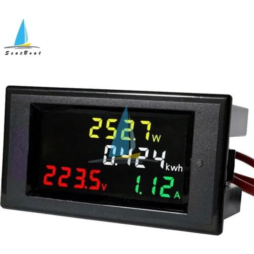 LCD Digital Panel Wattmeter Energy Power Meter Voltage Voltmeter Current Ammeter Frequency Indicator AC 110V 220V 380V 480V 100A