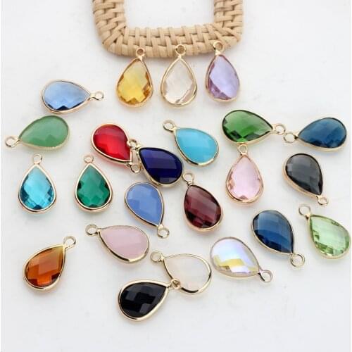 12pcs/lot Crystal Birthstones Water Heart-shaped Charms 10*15MM For Glass Living Memory Locket DIY Accessories