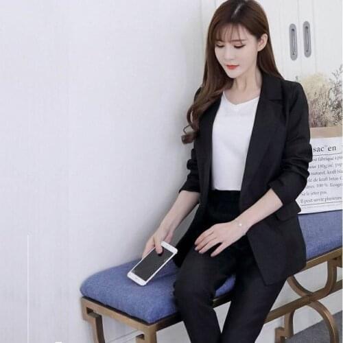 2-piece suit new style spring and autumn womens temperament self-cultivation professional Office Lady jacket + pants suit