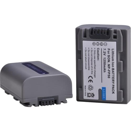 2Pcs 1250mAh NP-FP50 NP FP50 Battery for Sony NP-FP30 NP-FP60 NP-FP70 NP-FP71 NP-FP90 NP-FP91, DCR-SX40 SX40R SX41 HDR-CX105