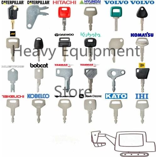 24 Key Set For Caterpillar Komatsu Yanmar Hitachi Hyundai Volvo Doosan JCB Kobelco Takeuchi John Deere IHI Kato Excavator