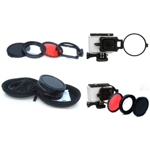 58mm HD Close-Up Macro Filter Lens 16X Magnification+Red Filter for xiaomi yi 2 4k 4K+ Sports camera accessories