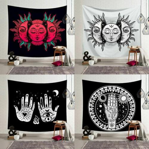 95*73cm Modern Tapestries Sun Moon Palm Boho Hippie Wall Hanging Bedspread Throw Cover Mat Blanket Home Decoration