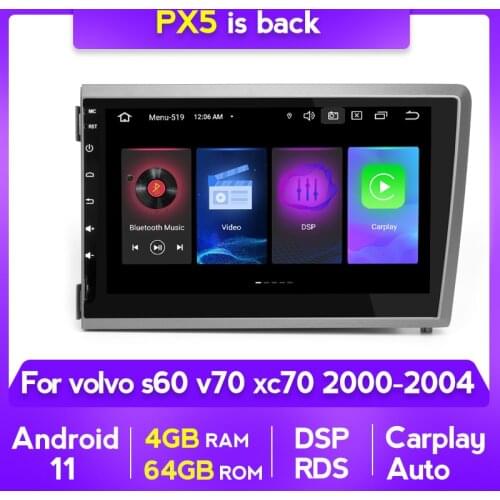 PX5 4G+64G Android 11 Car Radio Stereo For Volvo S60 V70 XC70 2000-2004 GPS Navigation Multimedia Player BT Carplay Auto Audio