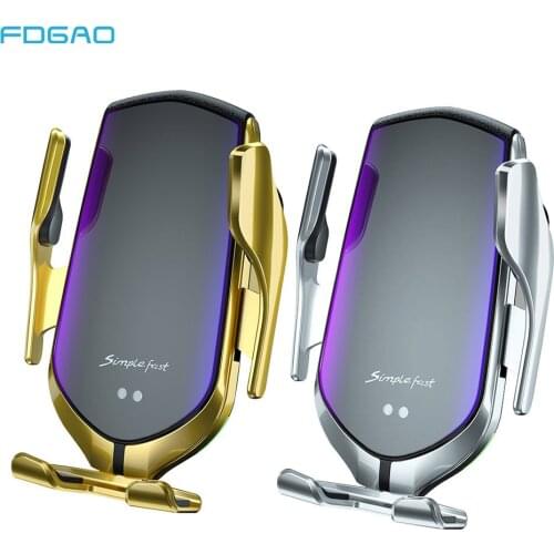 Qi Wireless Car Charger Mount Automatic Clamping Infrared Sensor 10W Fast Charging Holder For iPhone 12 11 XS XR Samsung S21 S20