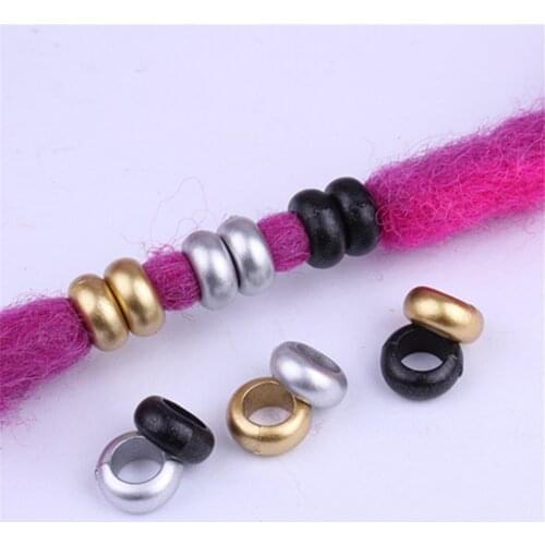 100/50/10 Pcs Plastic Hair Beads For Dreadlocks Hair Braid Tubes Cuffs Beads Dreadlock Bead Clip Hair Accessories Golden Sliver