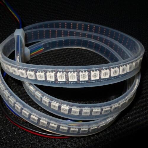 BLACK PCB 1 meter 144pcs APA-102C addressable led pixel strip,144pixels/m;waterproof in silicon tube
