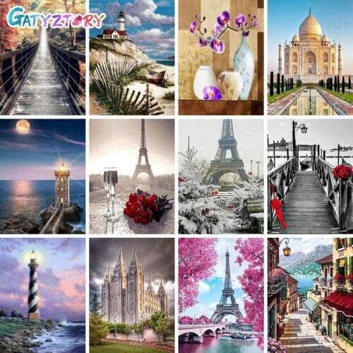 GATYZTORY Landscape Diamond Painting Towel Picture Rhinestones Mosaic DIY Cross Stitch Home Decortion Wall Art