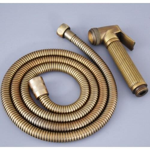 HotelSpa Antique Brass 59" Extra Long Flexible Tube Stretchable Hose Pipe & Water-saving HandHeld Toilet Spray Shower Head hh110