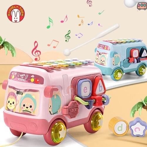 Montessori Educational Toy Musical Instrument Baby Rattles Toys Xylophone Knock Piano Bus Beads Blocks Toys Gift For Children