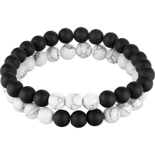 JAAFAR 2017 Pearl bracelet 8mm hematite and rock set mens bracelet with boyfriend couple jewelry AS222