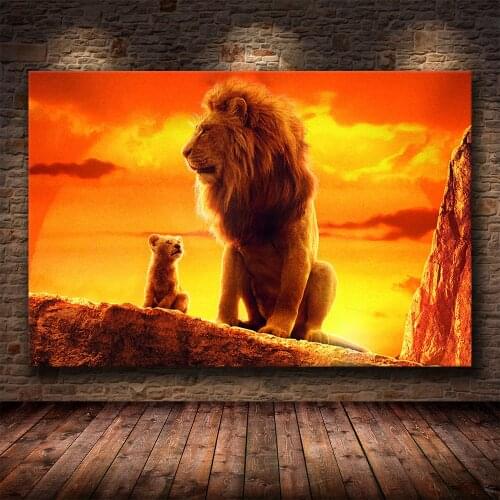 Cute Animal Canvas Painting Posters Prints Little Lion King Wall Art Pictures for Kids Room Bedroom Home Decor Cuadros Unframed