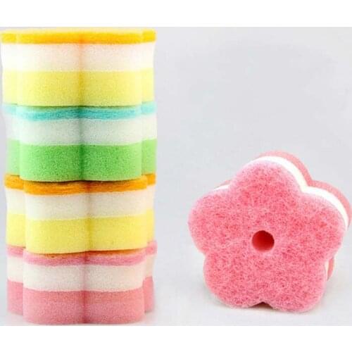 Flower Round Shape Sponges Scouring Pads Sponge Brush Tableware Glass Wash Dishes Sponge Kitchen Home Cleaning Tool