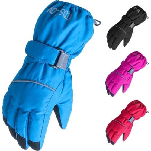 80%HOTKids Outdoor Five-fingers Solid Color Warm Riding Gloves Non-slip Ski Mittens