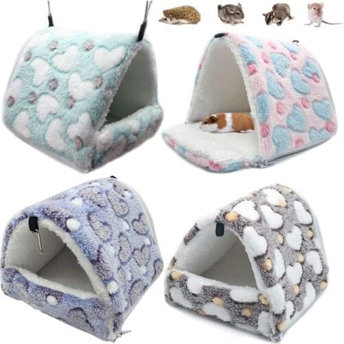 Small Pet Warm Cage Removable Hamster Winter House New Born Cat Dog Mini Animal Cotto Fleece Hammock Bed Mat Chinchilla Nest
